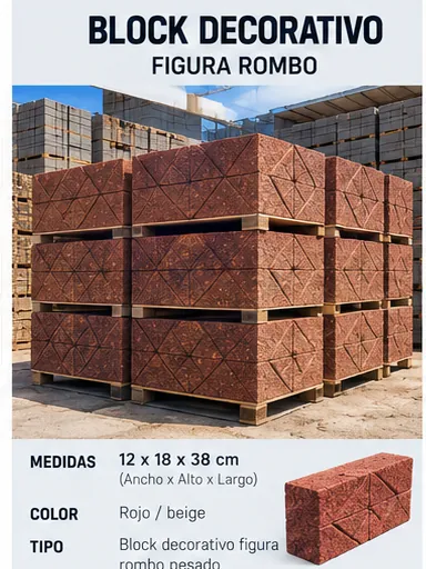 Tarima de block decorativo figura rombo lista en planta